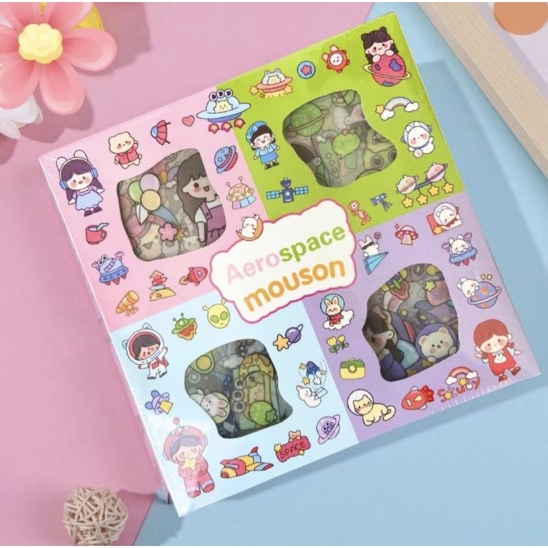 

sticker momo karakter korea lucu stiker mousan anti air BOX 100 LEMBAR stiker imut