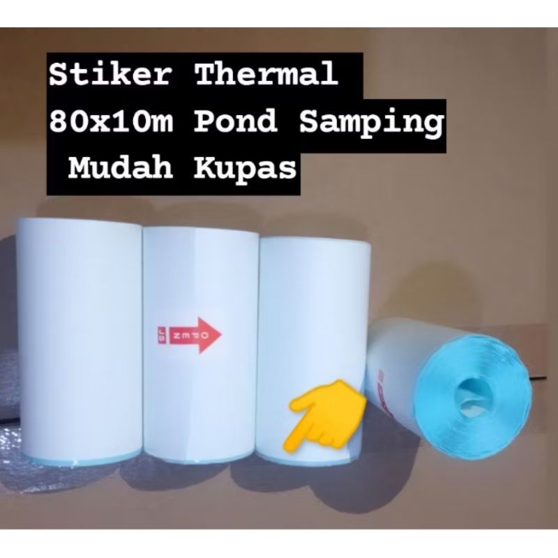 

TERMURAH!! STICKER TERMAL Label Uk 80 mm x 10 m, Pons samping mudah di lepas