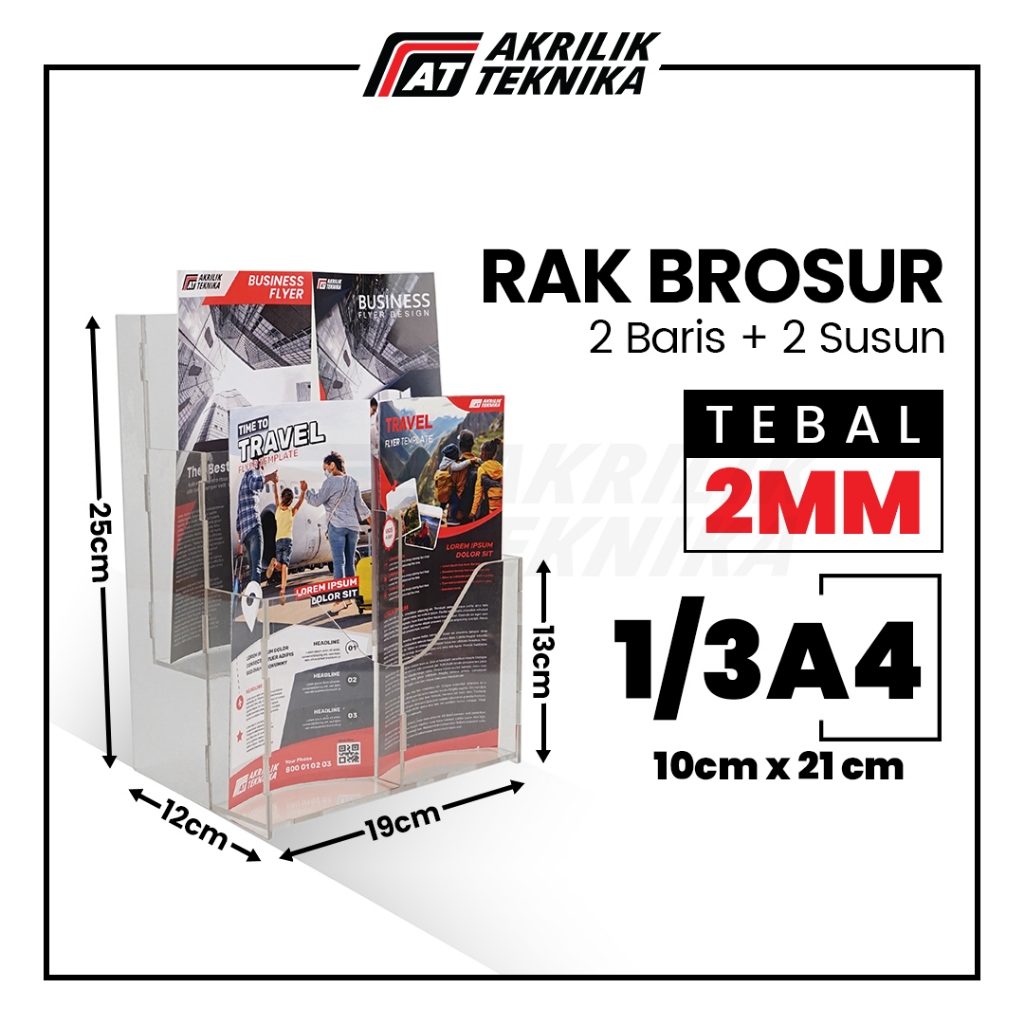 

Rak Brosur 1/3 A4 2 Susun 2 Baris Akrilik / Display Menu Meja / Acrylic Flyer Holder