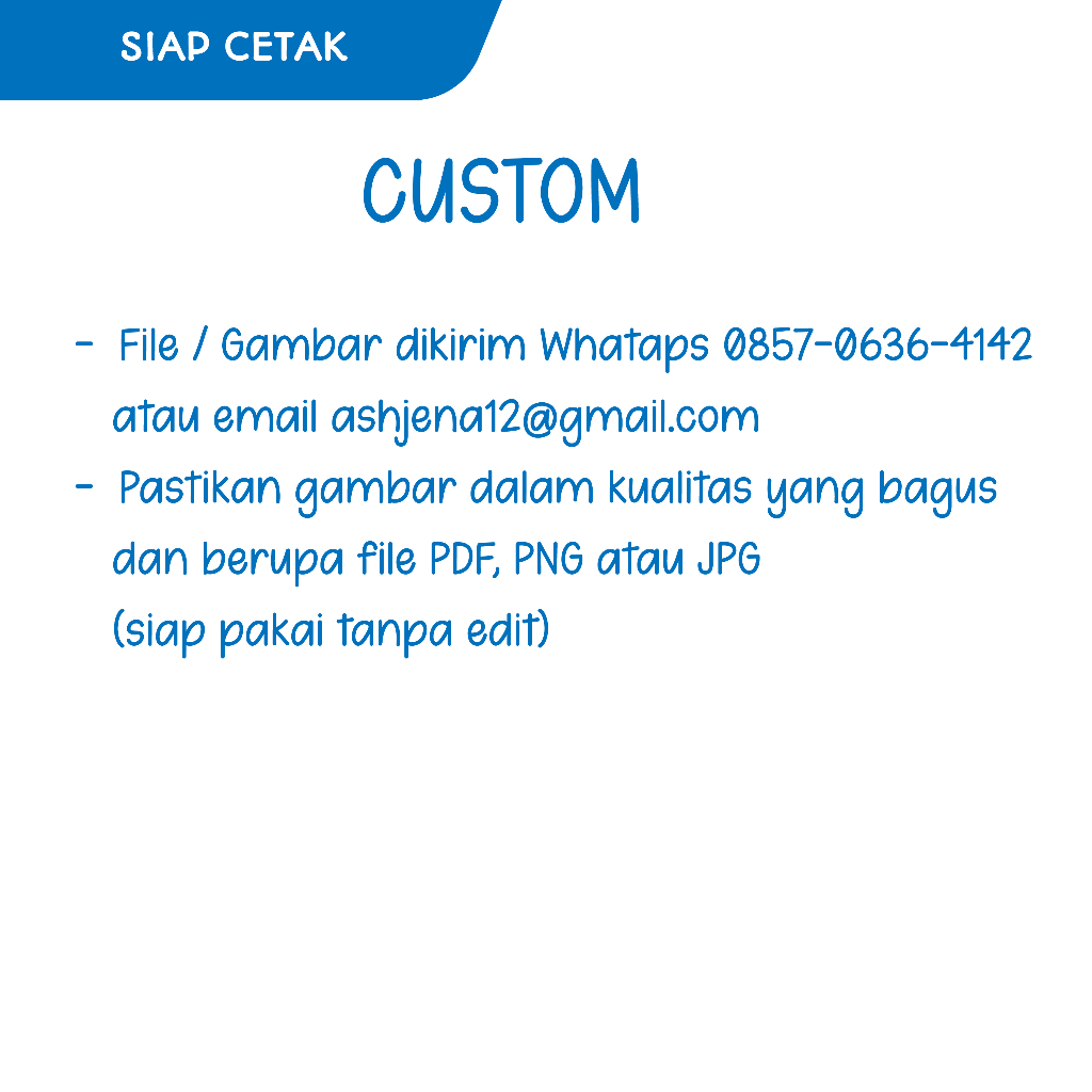 

ASHJENA Kartu dan Sticker File Custom APAPUN yang tidak ada ukuran di ETALASE GRUP