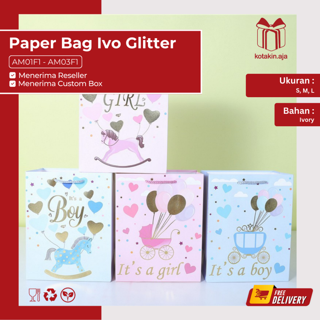 

Paper Bag Motif Baby Boy Baby Girl / Goodie Bag Baby Boy Baby Girl / Tas Kado Motif Baby Boy Baby Girl I AM01F1
