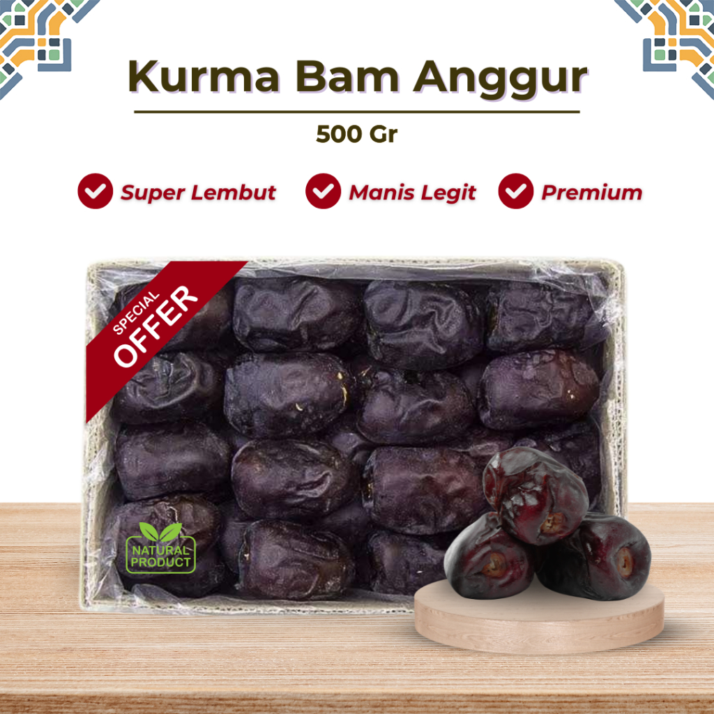 

Kurma Bam Anggur 500 Gr Super Lembut Manis Legit Kurma Original