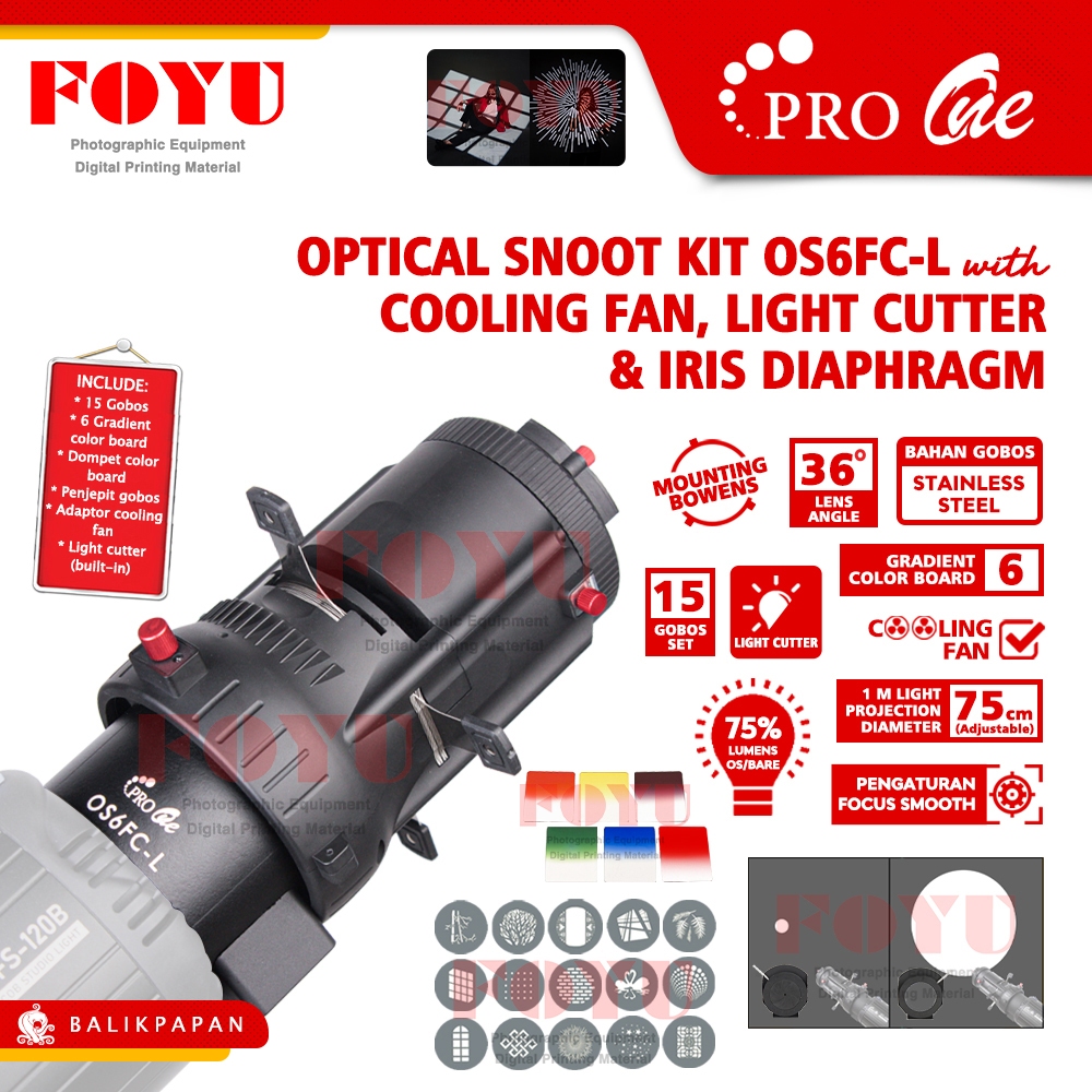 Optical Snoot Kit Light Cutter Pemotong Cahaya Projector Proyektor Bentuk Self Studio Iris Diaphragm