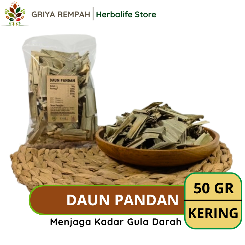 

DAUN PANDAN KERING 50 GRAM Wangi Ramuan Rempah Herbal Aroma Alami untuk Masakan dan Minuman Jamu Tradisional Simplisia Pandanus amaryllifolius