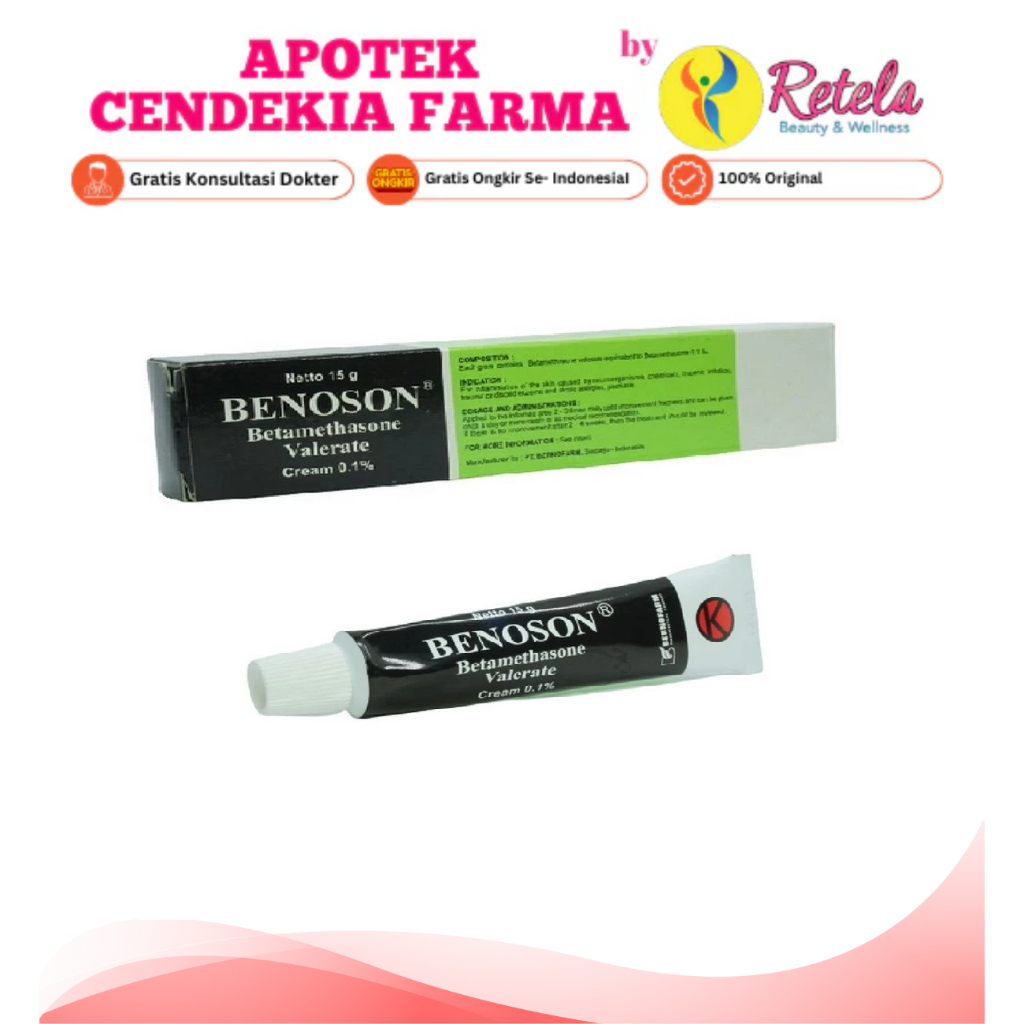 BENOSON 0.1% CREAM 15GR / BETAMETHASONE / SALEP KULIT ALERGI