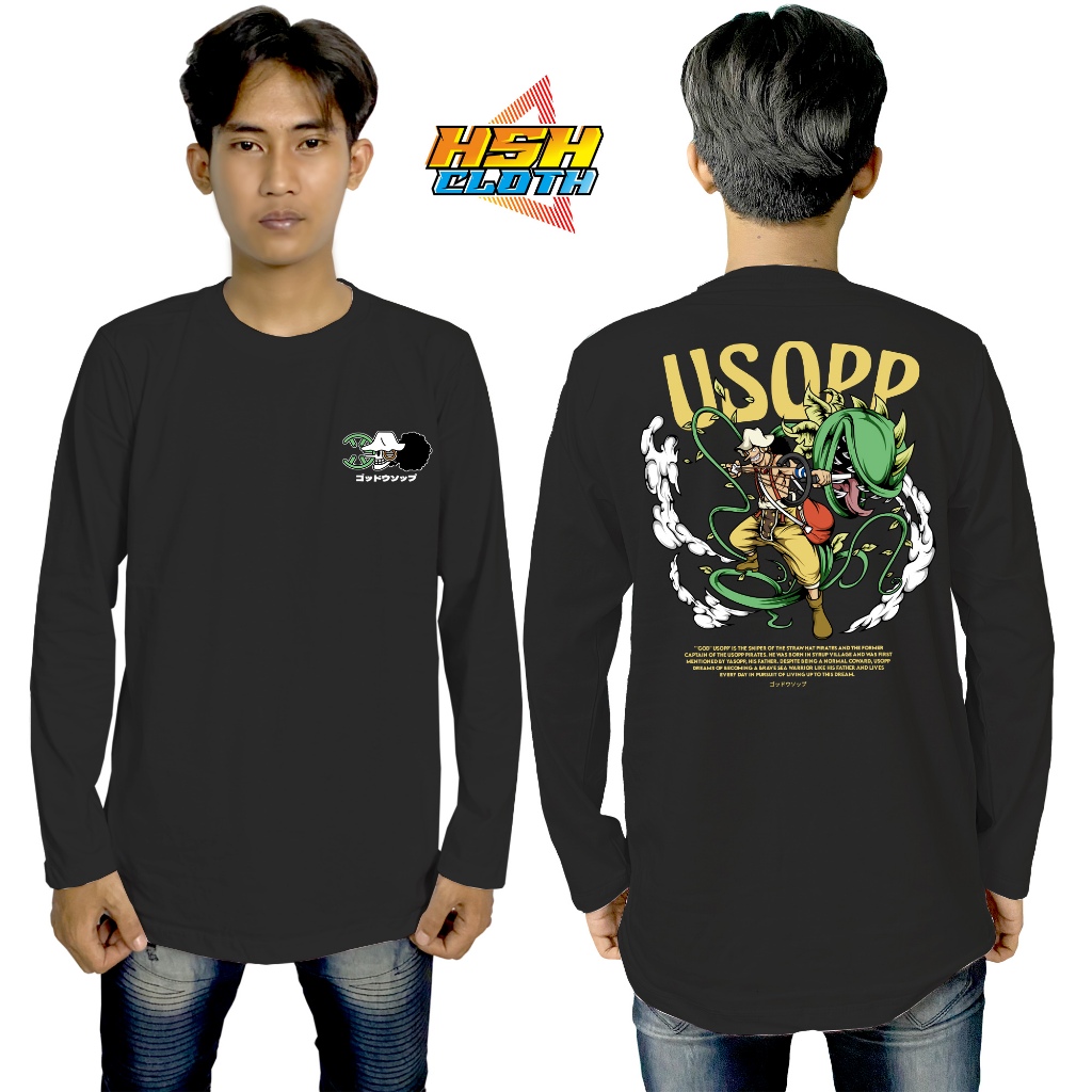 Baju Kaos Distro Lengan Panjang Anime Design Usopp - HSHCloth