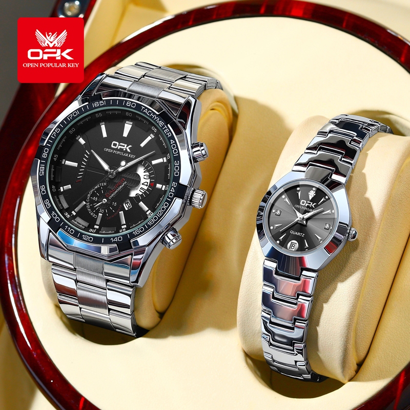 OPK Jam Tangan Couple Anti Air Original Rantai Couple Watch Model 8105 8108