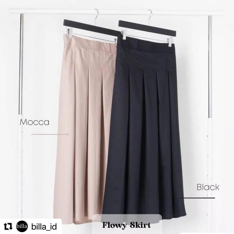 Flowy Skirt Rok Warna Mocca Hitam
