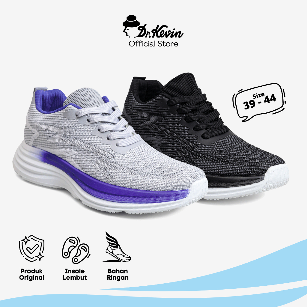 Dr. Kevin Sepatu Sport Pria Men Sneakers Sekolah Flyknit Tali 889-088