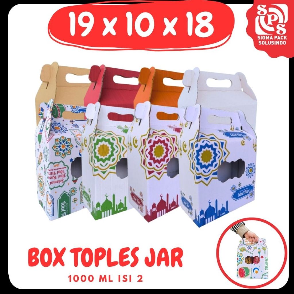 Box Kue_Kering 19x10x18 Jinjing (KUKER TOPLES JAR 1000 ml ISI 2) Box Toples Tabung Jinjing Kardus Le