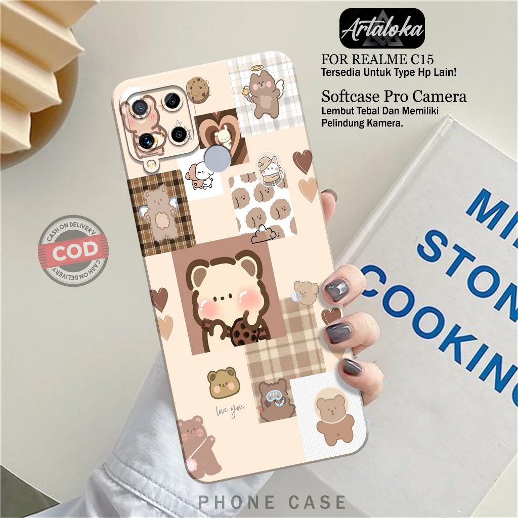 Softcase Hp Realme C15 Fashion Case Kartun Lucu Case Realme C15 Silikon TPU Pro Camera Casing Realme