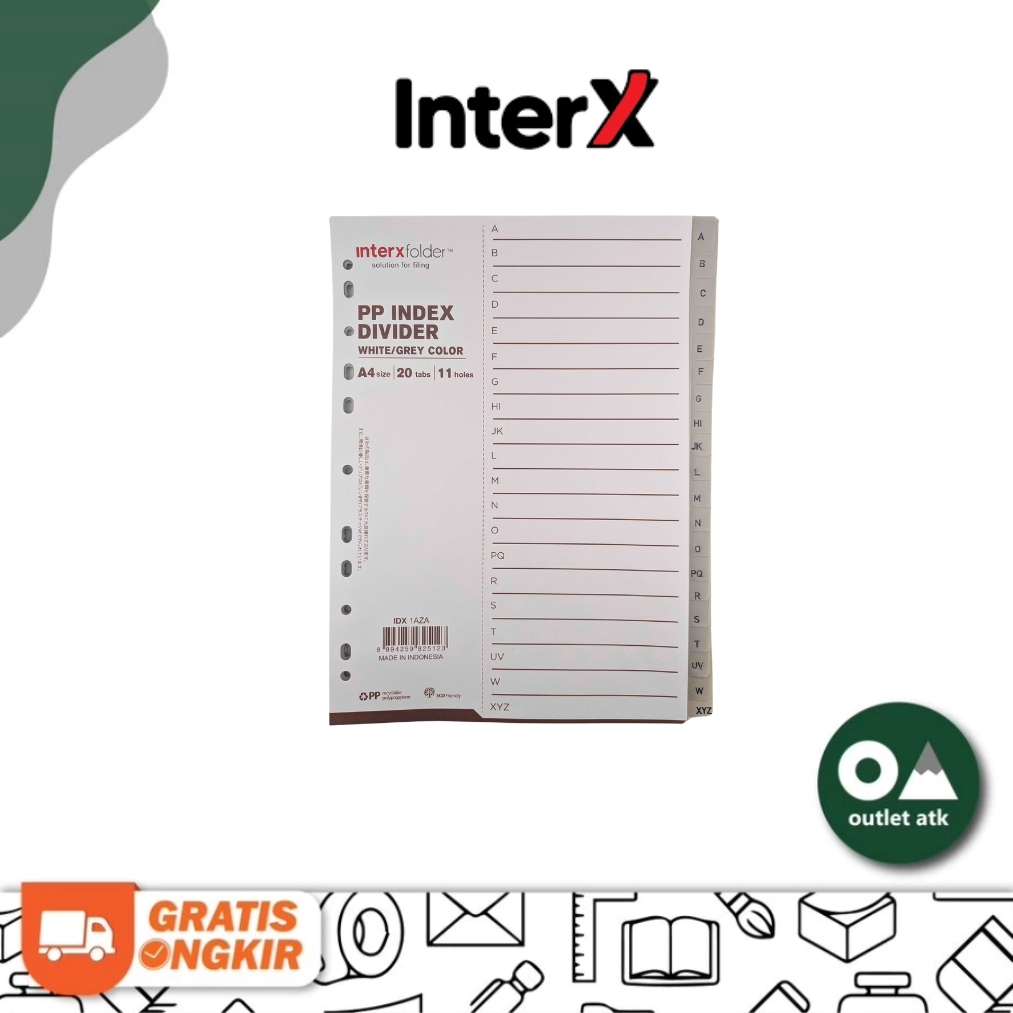 

Inter X Folder PP Index Divider A4 A-Z/1-31 Tabs Grey Color - Plastik Pembatas Binder Ordner