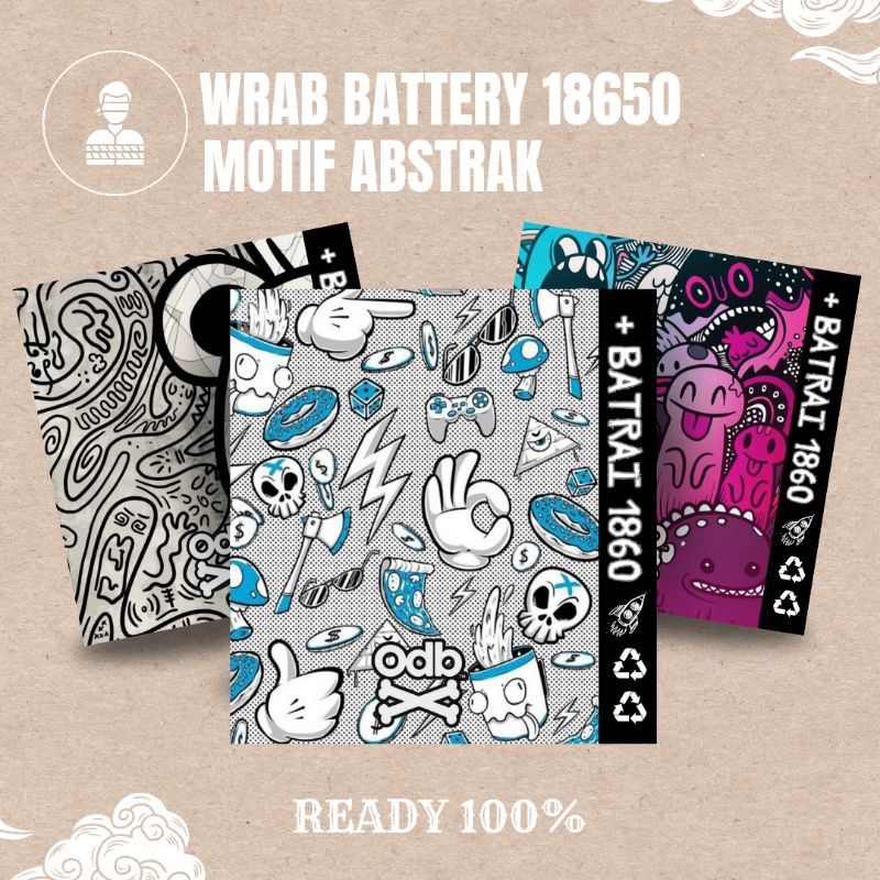 

MAFIASETIKER - Stiker Wrap Baterai 18650 ODB Abstrak Full Motif Untuk Melindungi Baterai - Skin Wrap Batre 18650 Original Desain