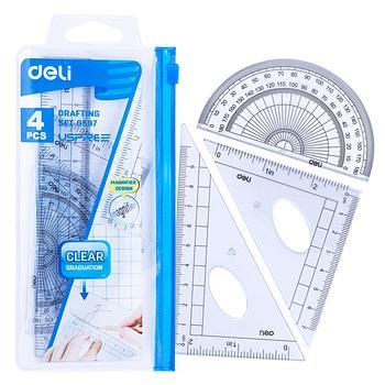 

Deli Penggaris Set /Drafting set 4pcs E9597