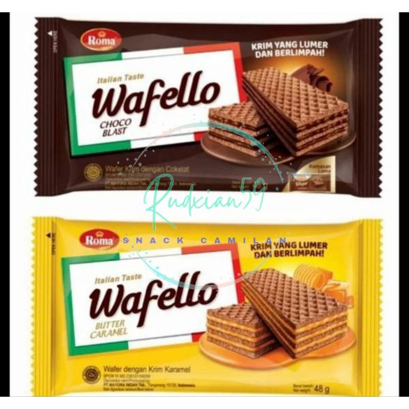 

Roma wafer Wafello butter cookies coklat dan caramel 10 pcs