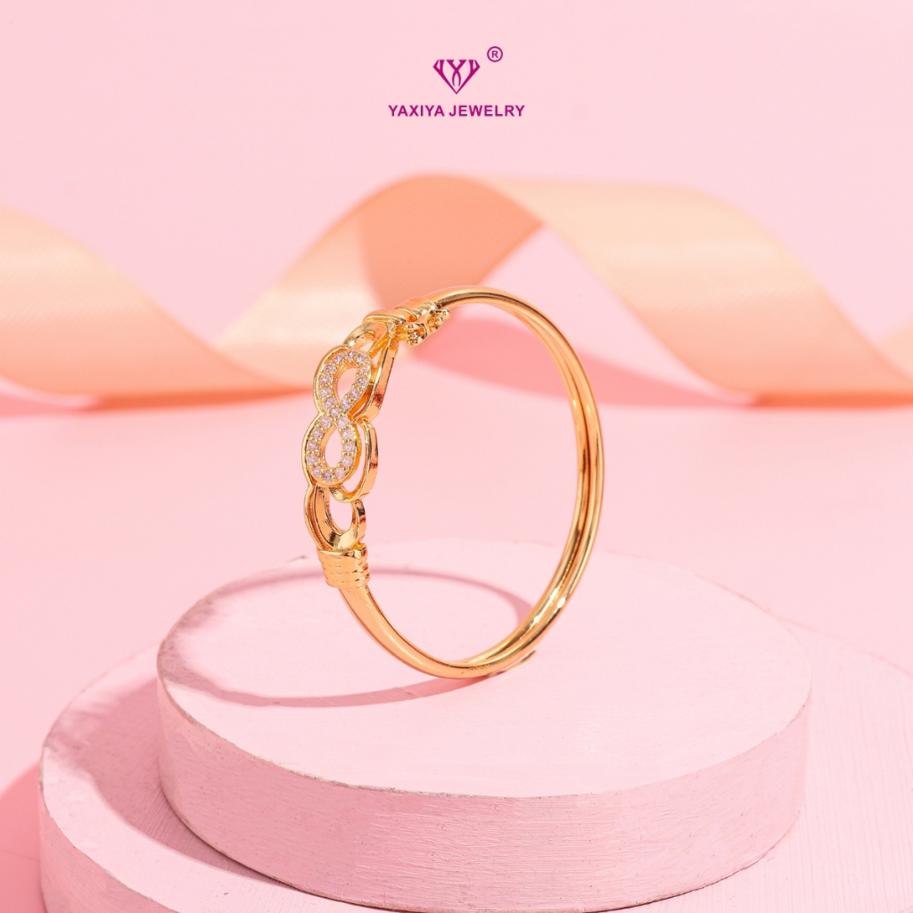 Yaxiya Gelang Bayi/Gelang Baby Perempuan Bangle Permata Perhiasan Lapis Emas 18K 969