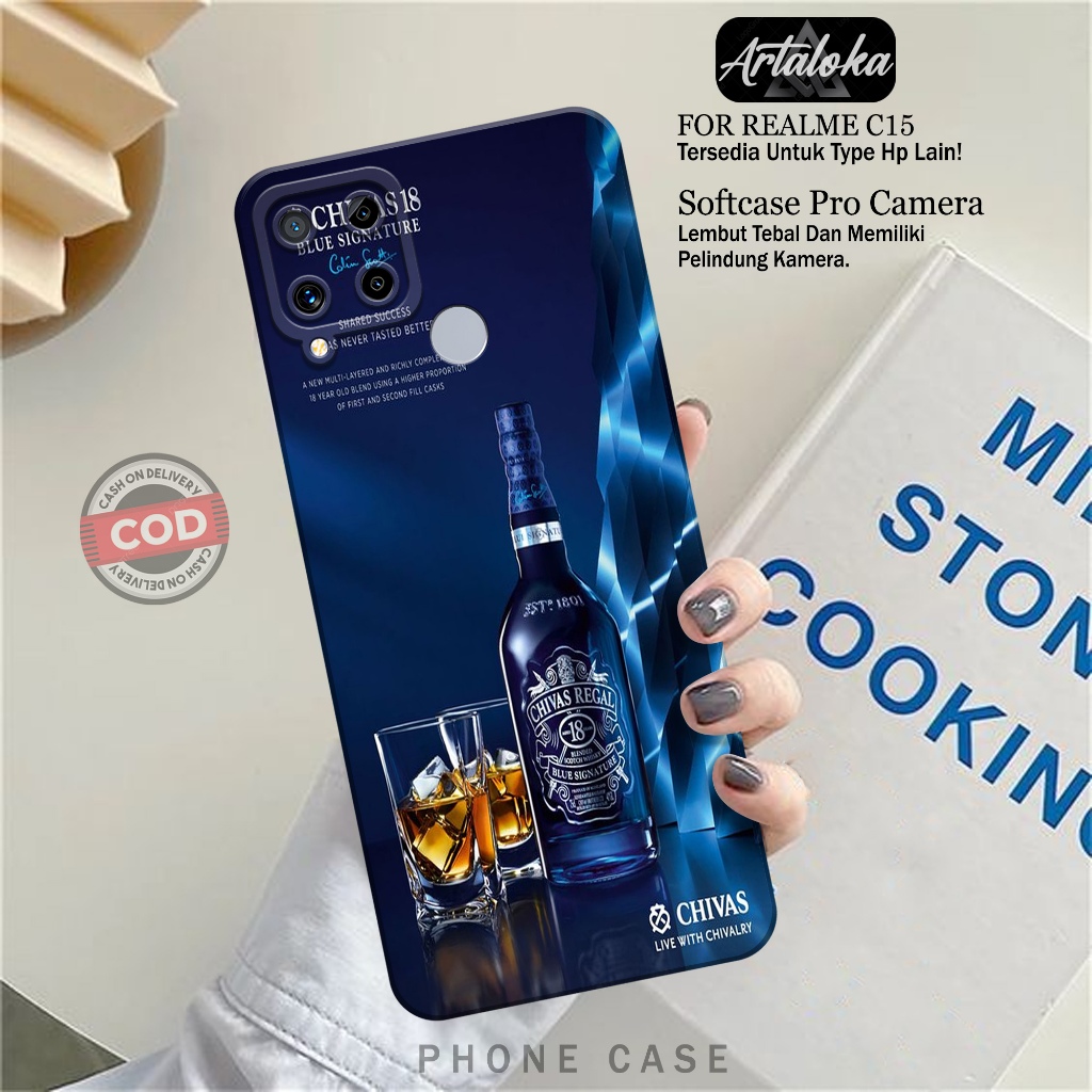 Softcase Hp Realme C15 Fashion Case Minuman Case Realme C15 Silikon TPU Pro Camera Casing Realme C15