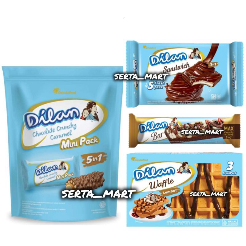 

Dilan Chocolate Caramel Mini Pack 95gr / Dilan Waffle / Bar / Dilan Biskuit Sandwich 80gr / Box 12's