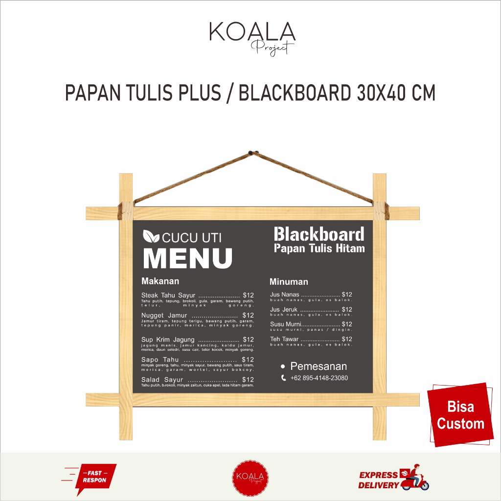 

PAPAN TULIS PLUS TALI RAMI GANTUNG 30x40 CM VERSI CETAK PRINT - KOALA PROJECT