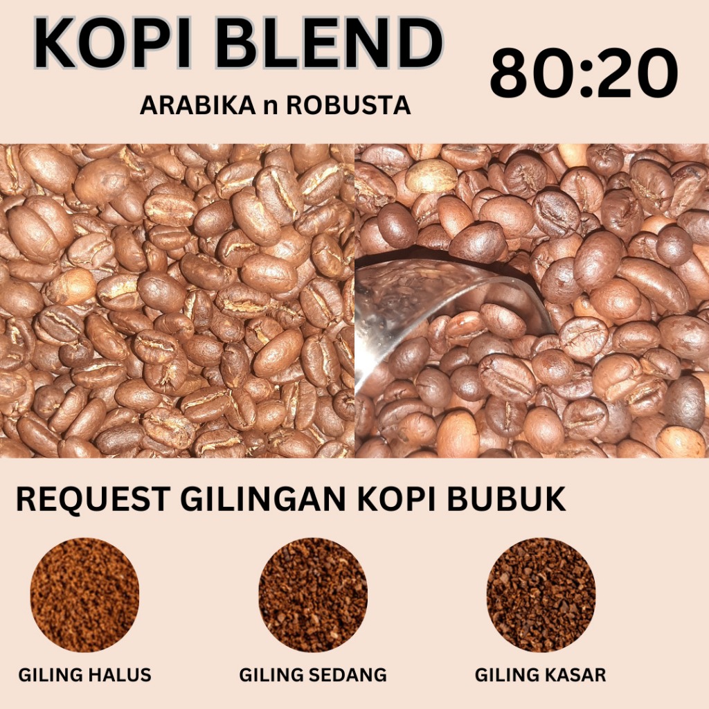 

Kopi Blend 250 gram | Biji / Bubuk Kopi Arabika 80 : Robusta 20