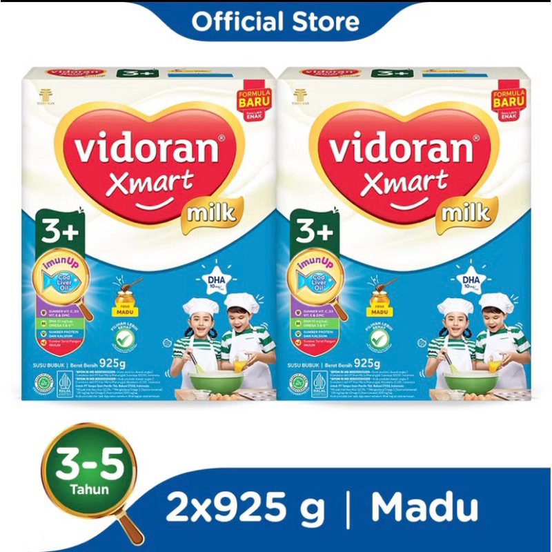 VIDORAN XMART 3+ 925gr SUSU PERTUMBUHAN UNTUK ANAK 3 TAHUN KE ATAS