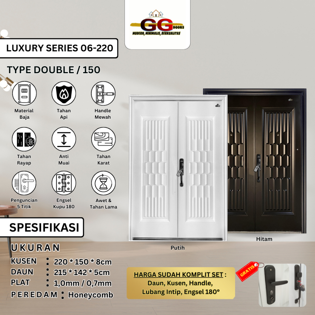 Pintu Baja GG-LUXURY Double 220x150cm