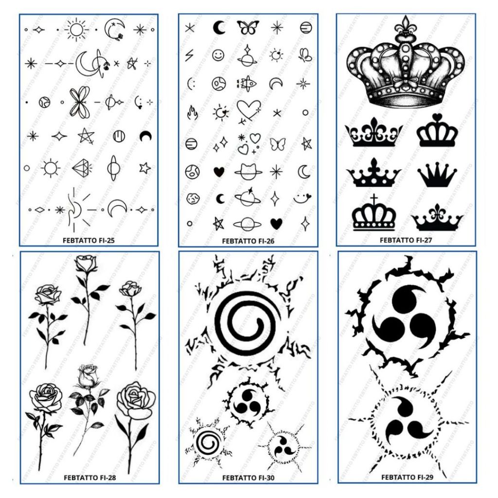 FRUIT INK Tato Temporer Mini Tahan 1 Bulan Semi Permanent mahkota bunga sharinggan naruto butterfly 