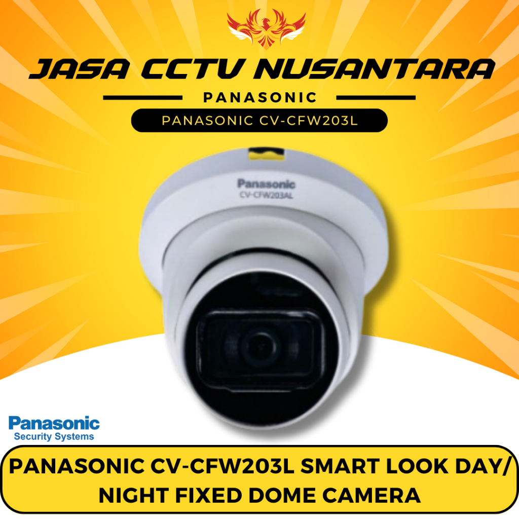 Kamera Keamanan Panasonic CV-CFW203L 2MP Smart Look Day/Night Fixed Dome dengan IR Illuminator