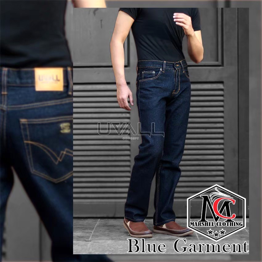 Celana Jeans Uvall Dark Blue Model Standar Reguler Pria Original Uvall Terlaris - Garmen  (28-38)