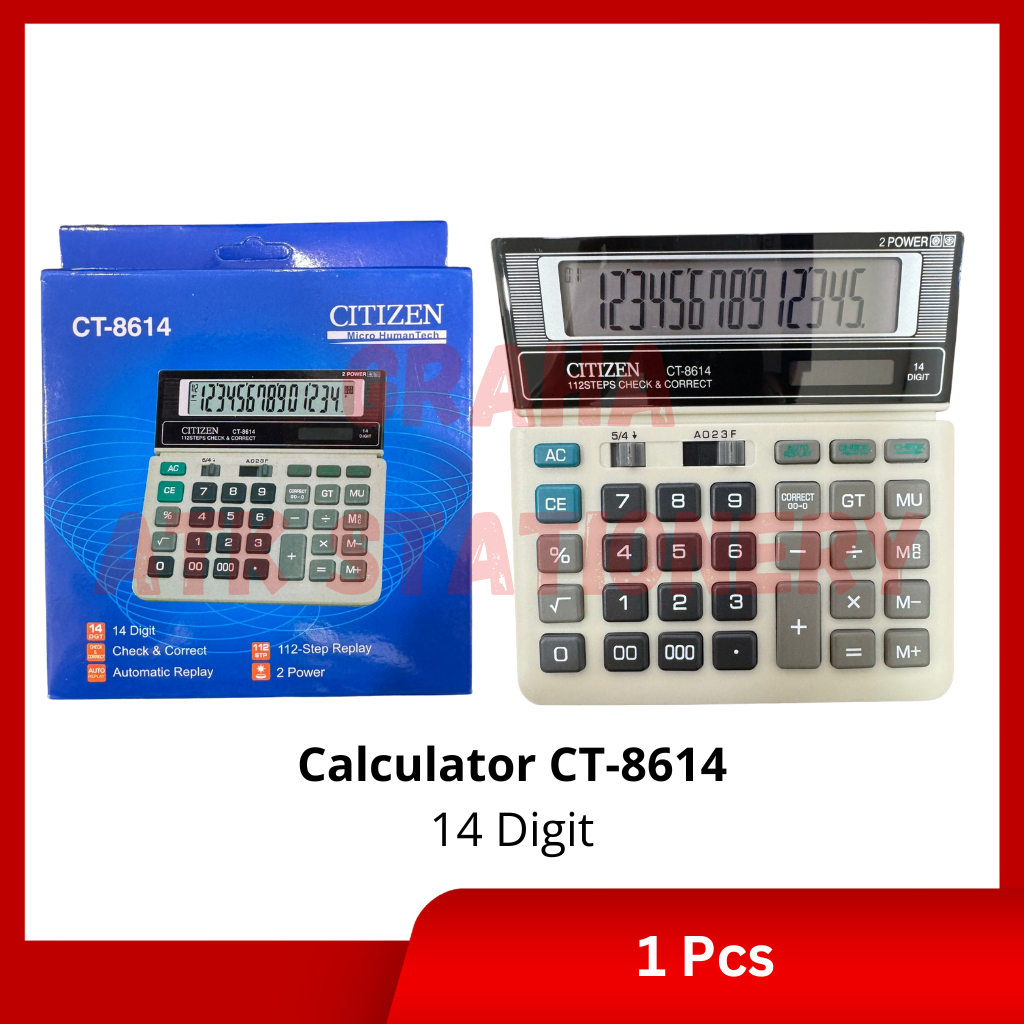 

[1 Pcs] Calculator 14 Digit CT-8614 / Kalkulator 14 Digit CT-8614