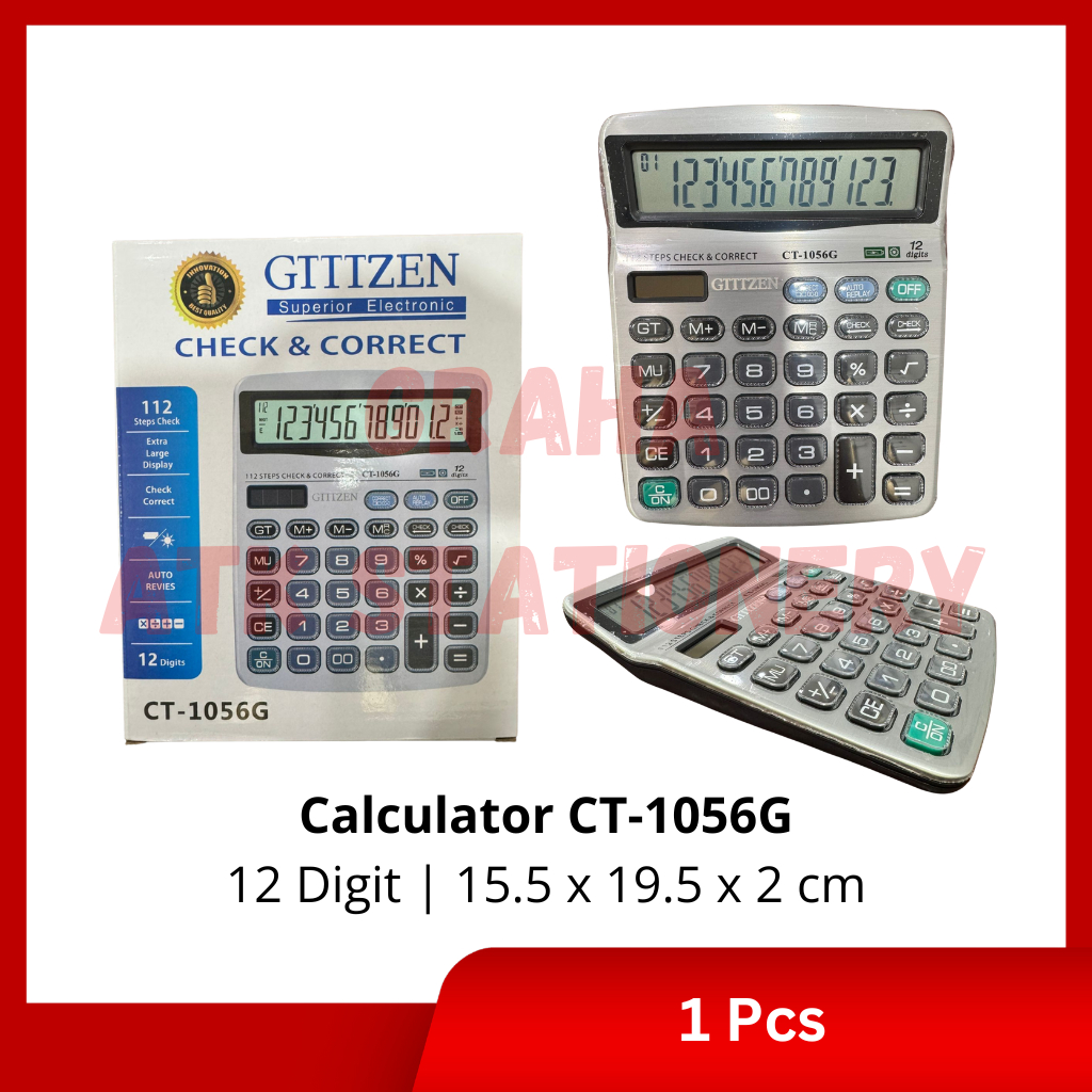 

[1 Pcs] Calculator 12 Digit CT-1056G / Kalkulator 12 Digit CT-1056G Check & Correct