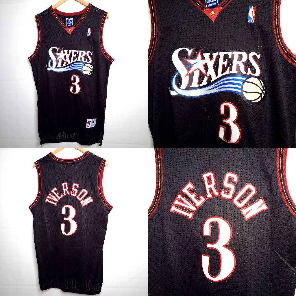 JERSEY NBA SIXERS #3 IVERSON HITAM