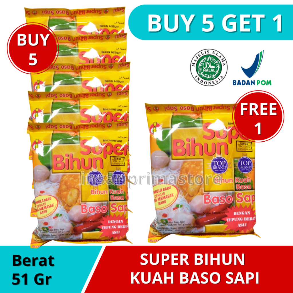 

[ BUY 5 GET 1 ] Super Bihun Baso Sapi 51 gr Kuah