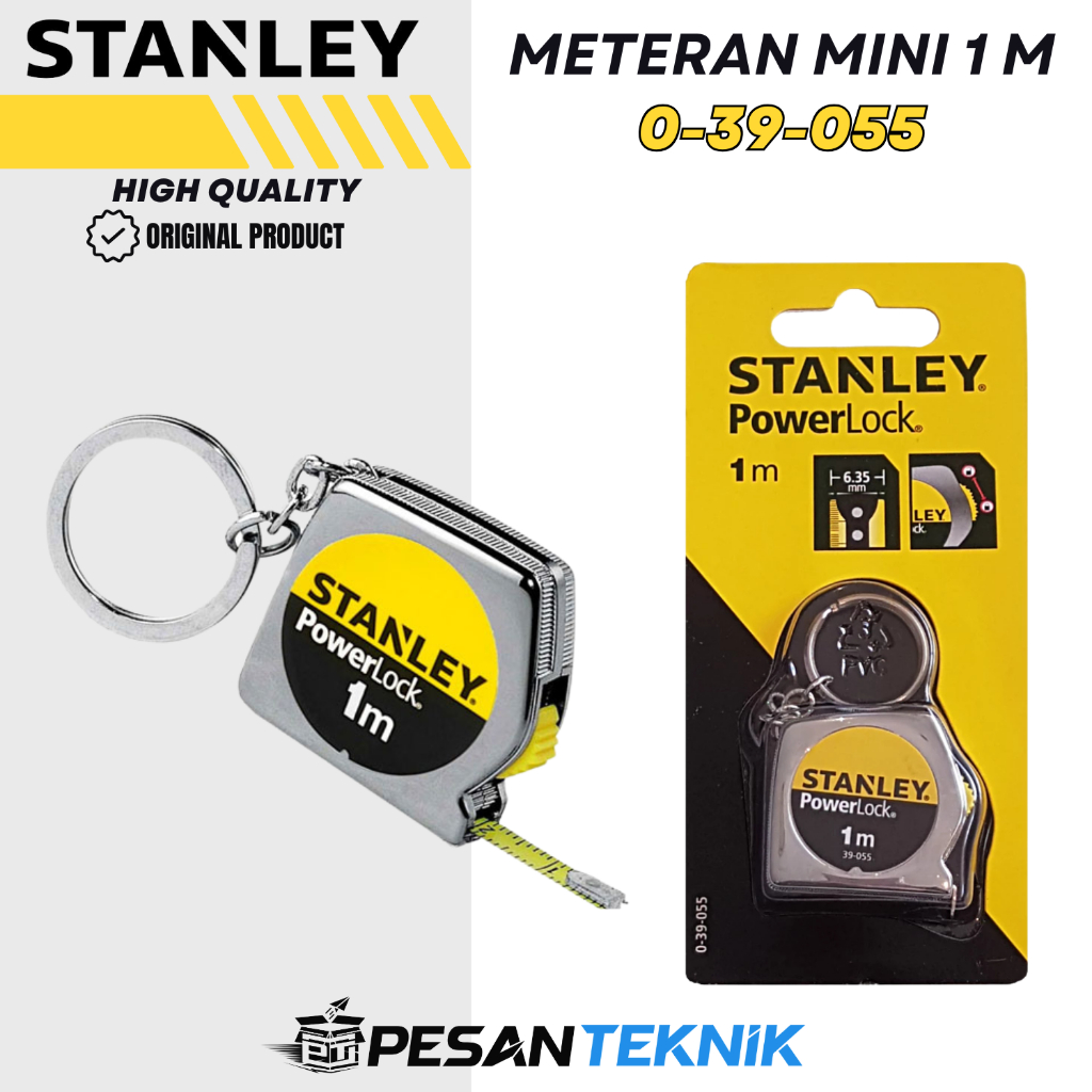 Meteran Mini Manual 1 Meter Keyring PowerLock Measuring Tape STANLEY 0-39-055