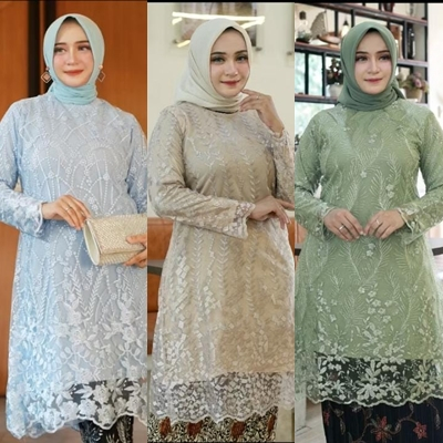 Hanya Atasan Kebaya TILLE Tunik Modern / Kebaya brokat Terlaris / Kebaya Tunik Brukat / kebaya broka