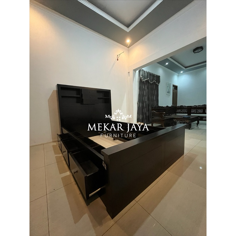 Set Tempat Tidur Dipan Minimalis Laci Jati Furniture Jepara