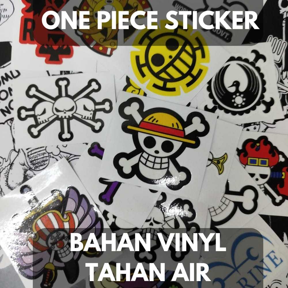 

Sticker One Piece Jolly Roger Bahan Vinyl Anti Air Laminasi Glossy
