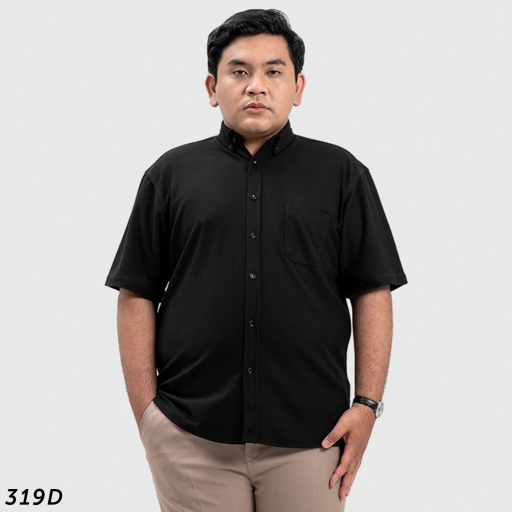 HSRM - Pique Basic Shirt Big Size Short Sleeves Black