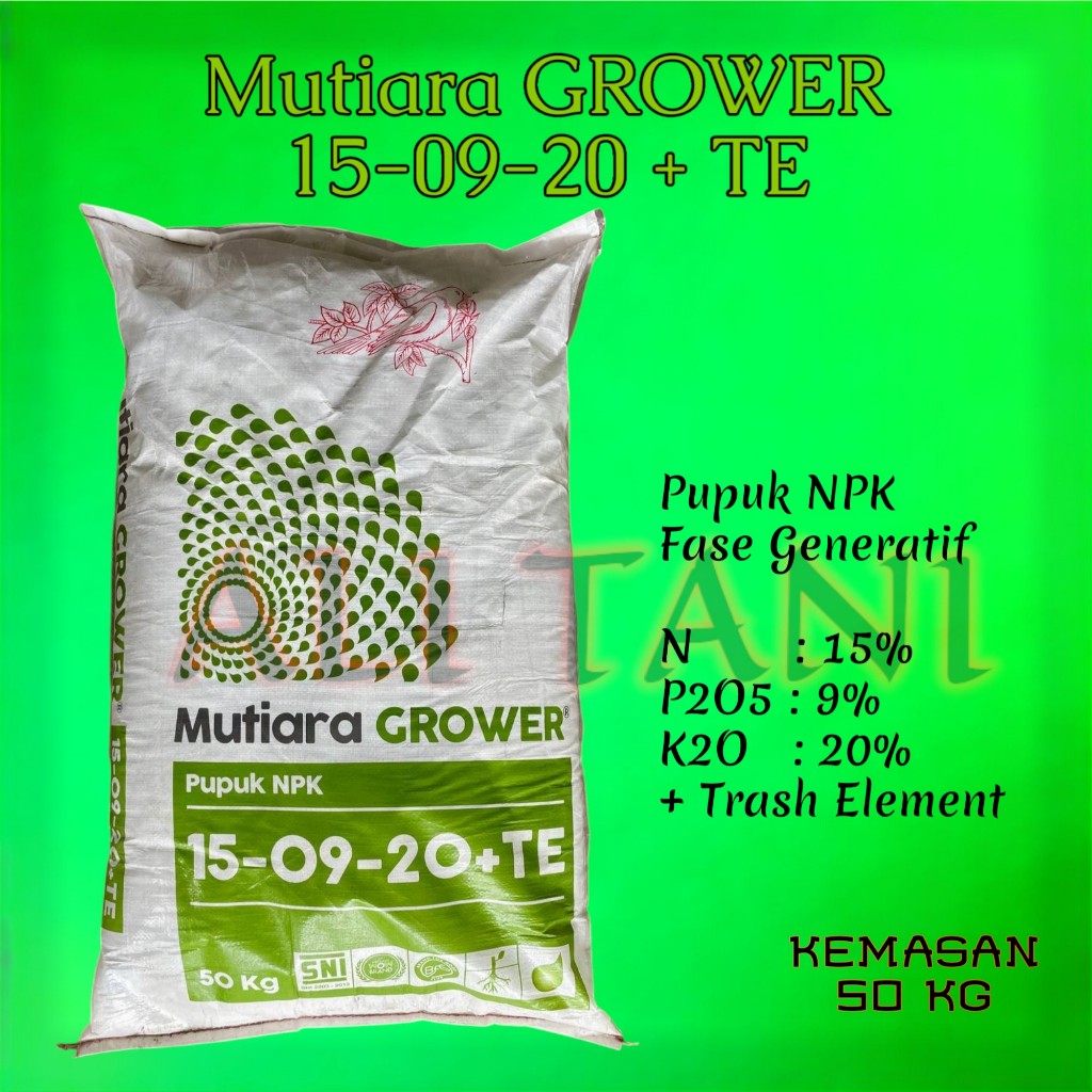 (50KG) MUTIARA GROWER 15-09-20 Pupuk NPK Fase Pembuahan/Generatif/Pupuk Meroke