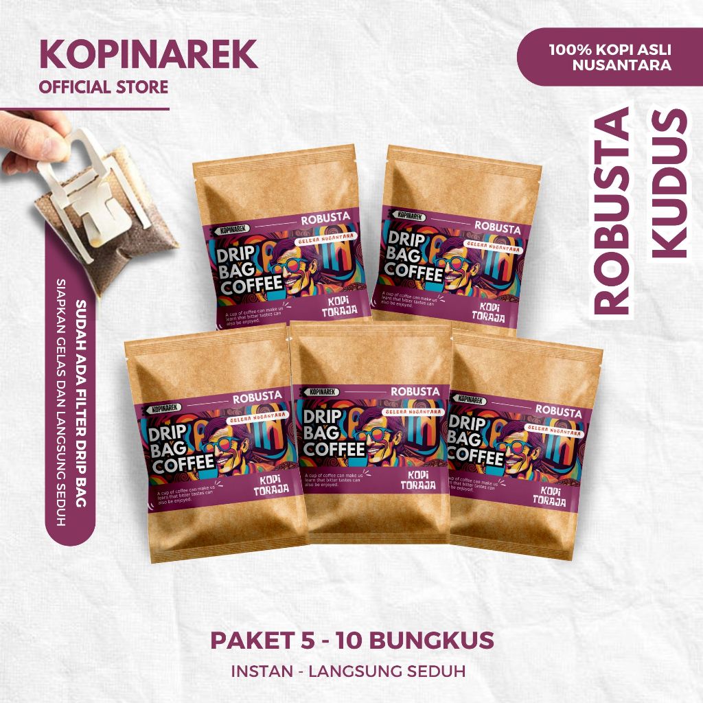 

Paket Kopi Dripbag Robusta TORAJA Coffee Drip Bag Sachet Asli Bubuk Souvenir Pernikahan