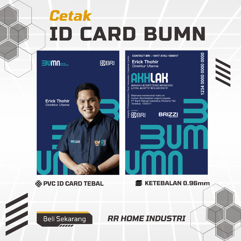 

Cetak IdCard BUMN custome BISA SATUAN