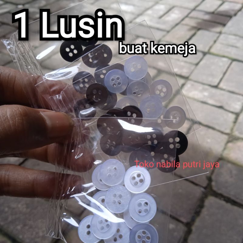 1 lusin kancing kemeja lubang 4, kancing kemeja lusinan