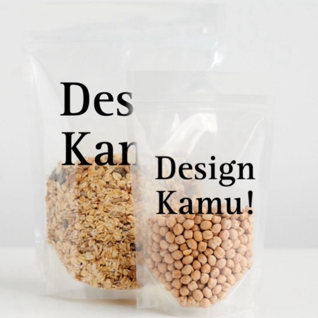 CUSTOM SABLON Plastik Klip Transparan Standing Pouch Clear Ziplock Kantong Makanan dan Minuman Termu