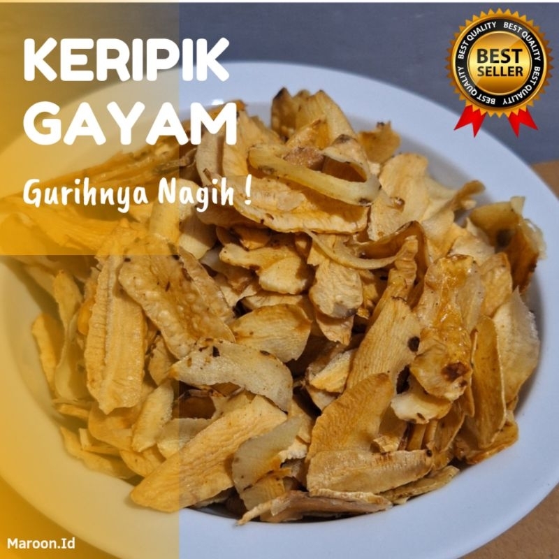 

Keripik Gayam Gurih Renyah Matang Kemasan 250 dan 500 gram