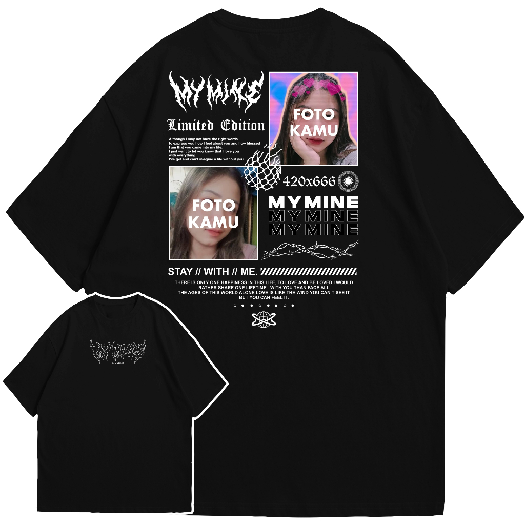 Kaos Sablon Custom Foto Bucin Streetwear Design 019 Pria Wanita Baju Couple Pasangan Kaos My Mine