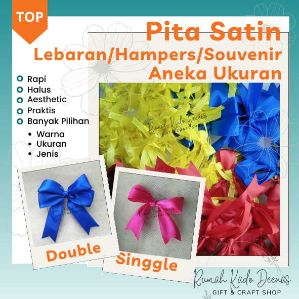 

Pita souvenir 1cm tempel Pita satin kupu - kupu, Pita kado, Pita hampers