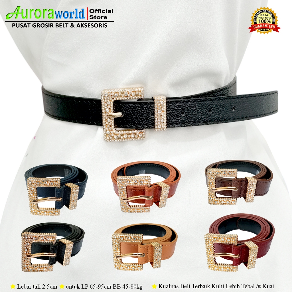 Auroraworld Ikat Pinggang wanita fashion / belt Kulit Mewah untuk dress gesper kulit perempuan kekin