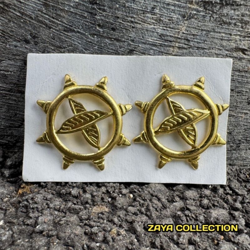 Pin kerah pelayaran maritim kalk bulu ayam - monogram pelayaran logo bulu ayam