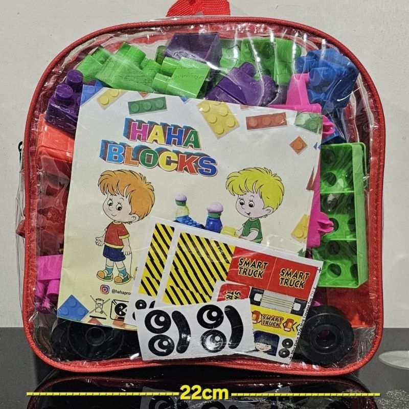 HAHA Blocks Tas Ransel Mainan Edukatif Anak Blok Balok Susun Isi Banyak Lego Termurah Terlaris Kado 