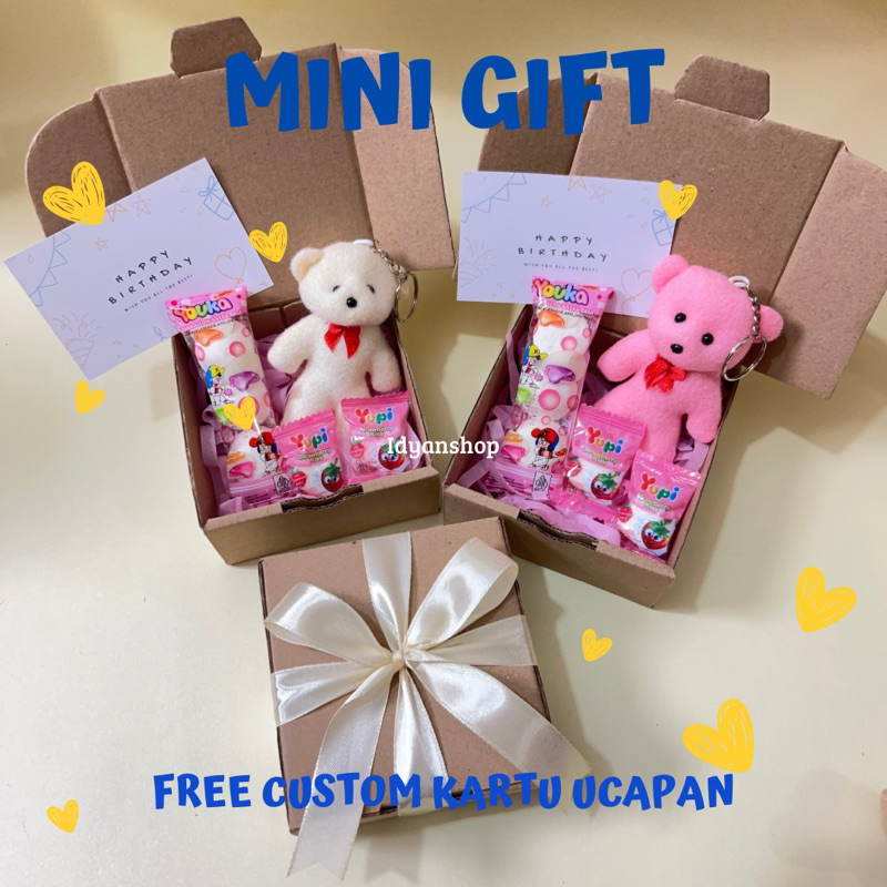 MINI GIFT BONEKA BERUANG GANCI KADO ULANG TAHUN VALENTINE HAMPERS MINI
